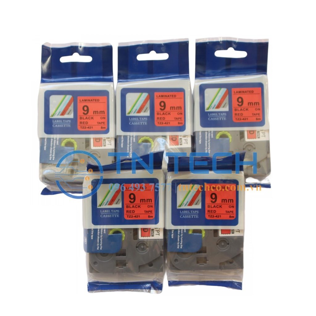 NHÃN IN TZ2-421 CHỮ ĐEN NỀN ĐỎ 9MM X 8M 4 brother-nhan-in-tz2-421-9mm