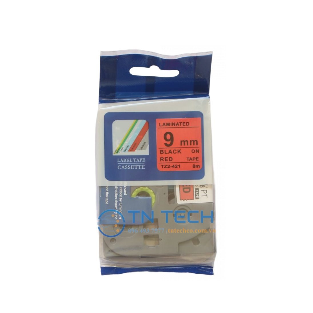 NHÃN IN TZ2-421 CHỮ ĐEN NỀN ĐỎ 9MM X 8M 2 brother-nhan-in-tz2-421-9mm