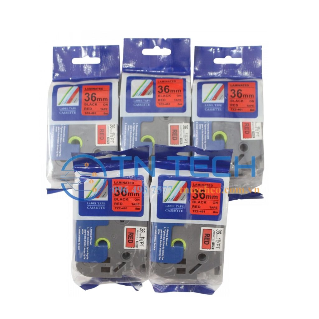 NHÃN IN TZ2-461 CHỮ ĐEN NỀN ĐỎ 36MM X 8M 4 brother-nhan-in-tz2-461-36mm