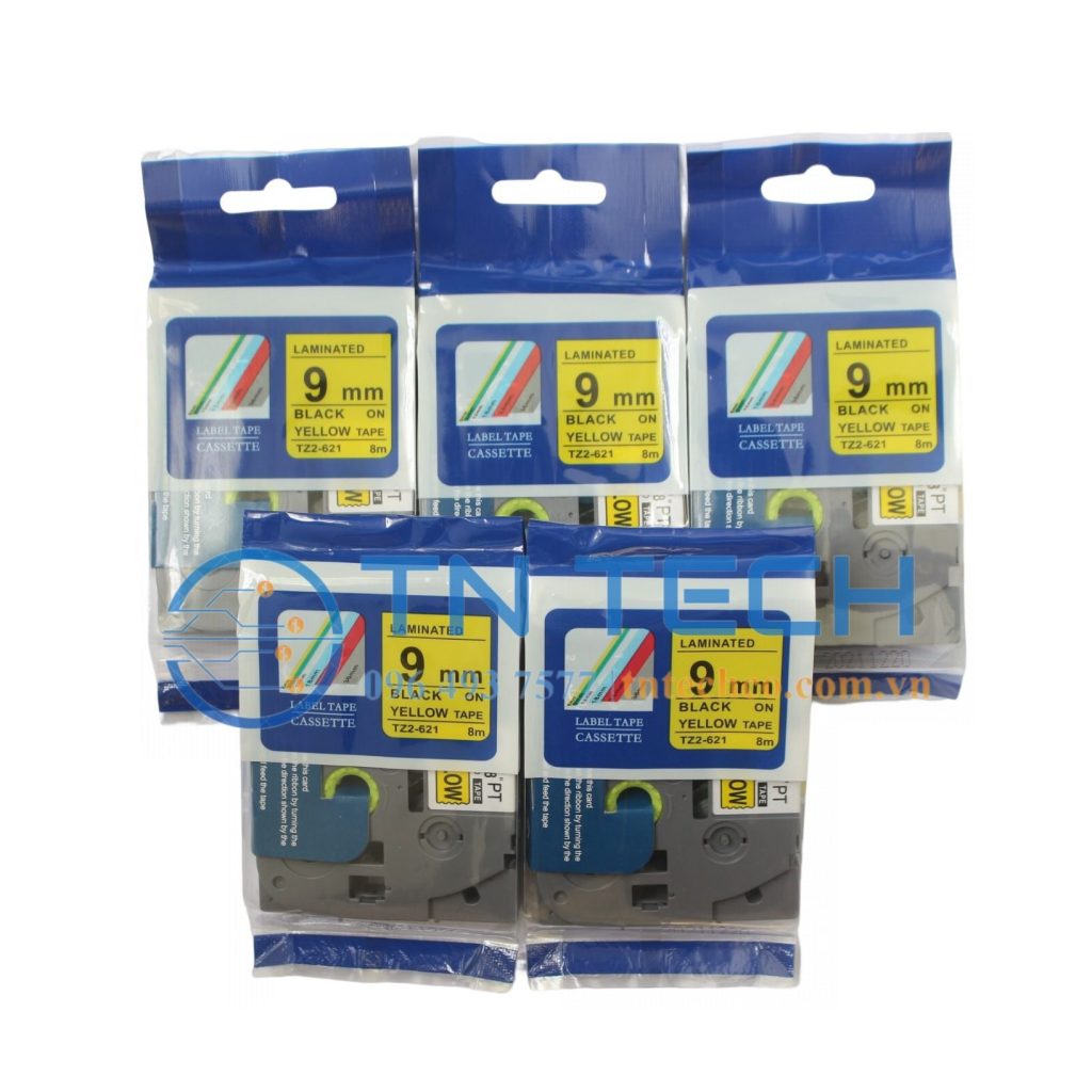 NHÃN IN TZ2-621 CHỮ ĐEN NỀN VÀNG 9MM X 8M 4 brother-nhan-in-tz2-621-9mm