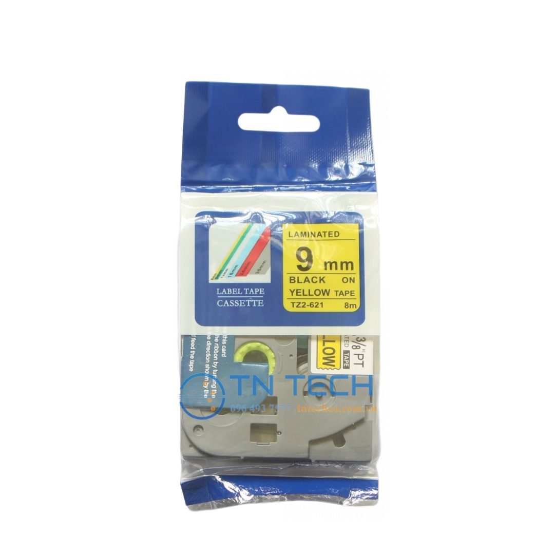 NHÃN IN TZ2-621 CHỮ ĐEN NỀN VÀNG 9MM X 8M 2 brother-nhan-in-tz2-621-9mm