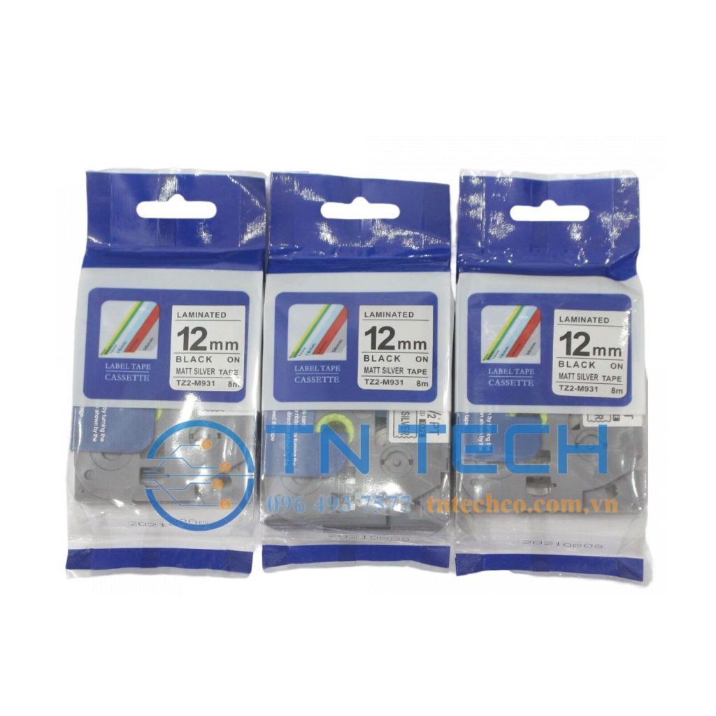 NHÃN IN TZ2-M931 CHỮ ĐEN NỀN BẠC 12MM X 8M 3 brother-nhan-in-tz2-m931-12mm