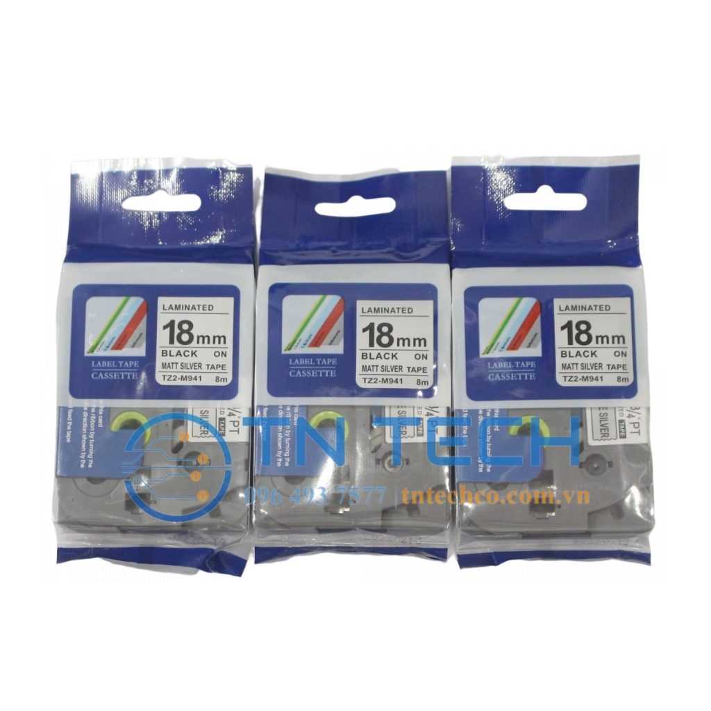 NHÃN IN TZ2-M941 CHỮ ĐEN NỀN BẠC 18MM X 8M 3 brother-nhan-in-tz2-m941-18mm