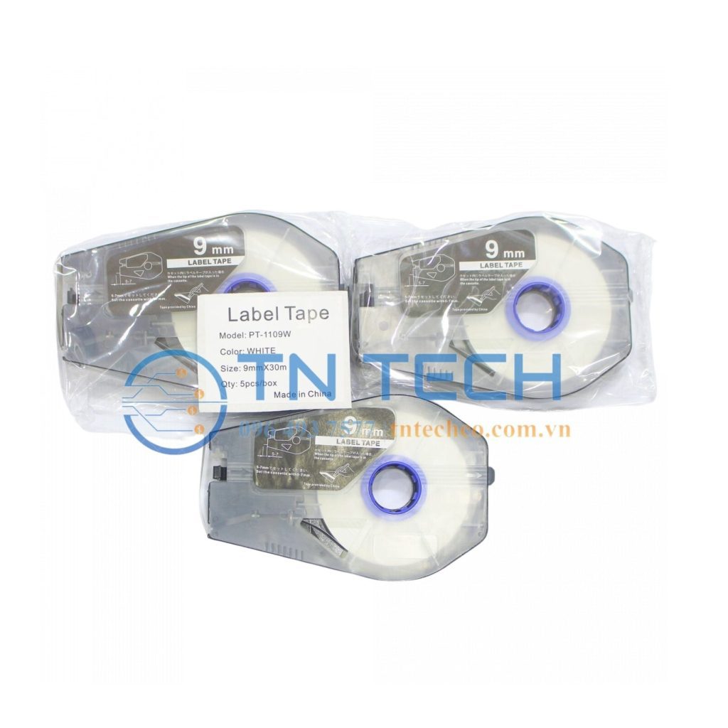NHÃN IN CANON PT-1109W - ĐEN NỀN TRẮNG 9MM X 30M 3 bang-nhan-in-canon-pt-1109w-tran-nguyen