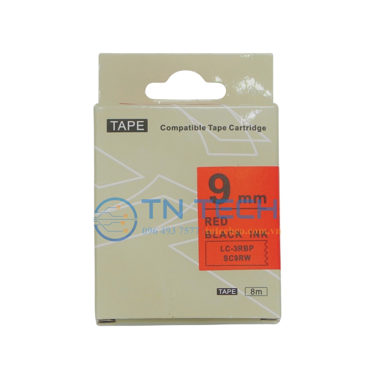 NHÃN IN TEPRA-EPSON LC-3RBP (SC9RW) - CHỮ ĐEN NỀN ĐỎ 9MM X 8M 2 nhan-in-tepra-epson-lc-3rbp-chu-den-nen-do-9mm