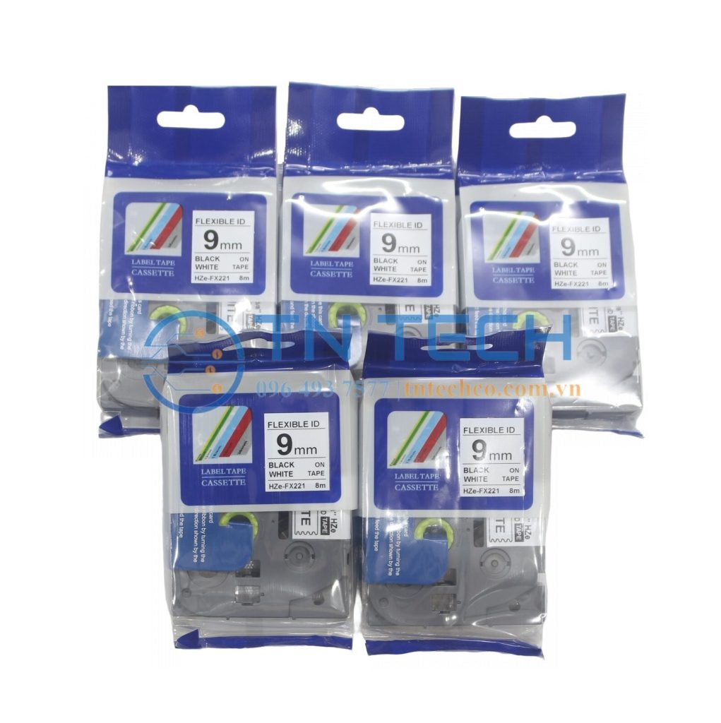 NHÃN IN HZE-FX221 CHỮ ĐEN NỀN TRẮNG 9MM X 8M 4 nhan-in-sieu-deo-brother-hze-fx221-tran-nguyen
