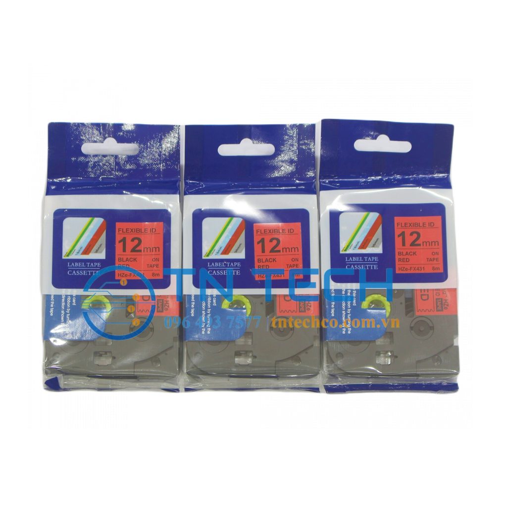 NHÃN IN HZE-FX431 CHỮ ĐEN NỀN ĐỎ 12MM X 8M 3 nhan-in-hze-fx431-12mm-brother