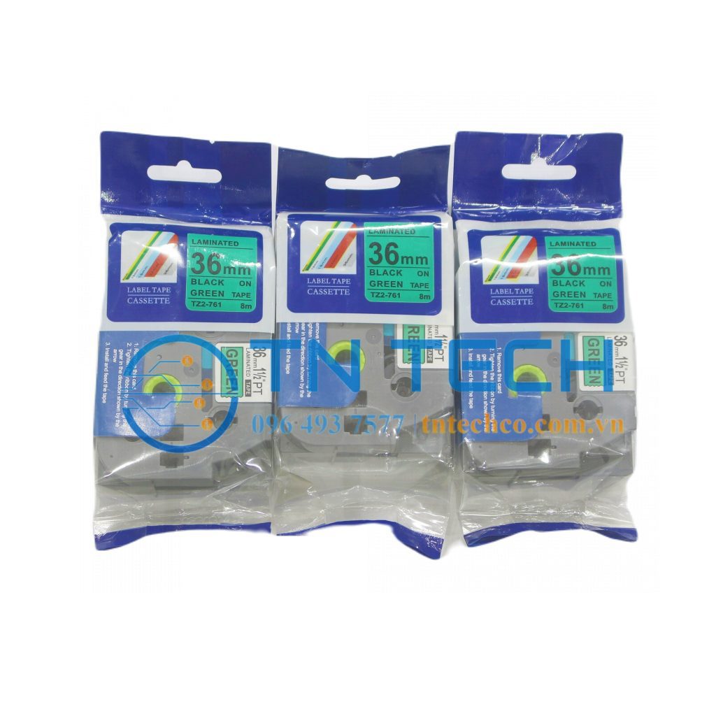 NHÃN IN TZ2-761 CHỮ ĐEN NỀN LÁ 36MM X 8M 3 nhan-in-tz2-761-36mm-brother