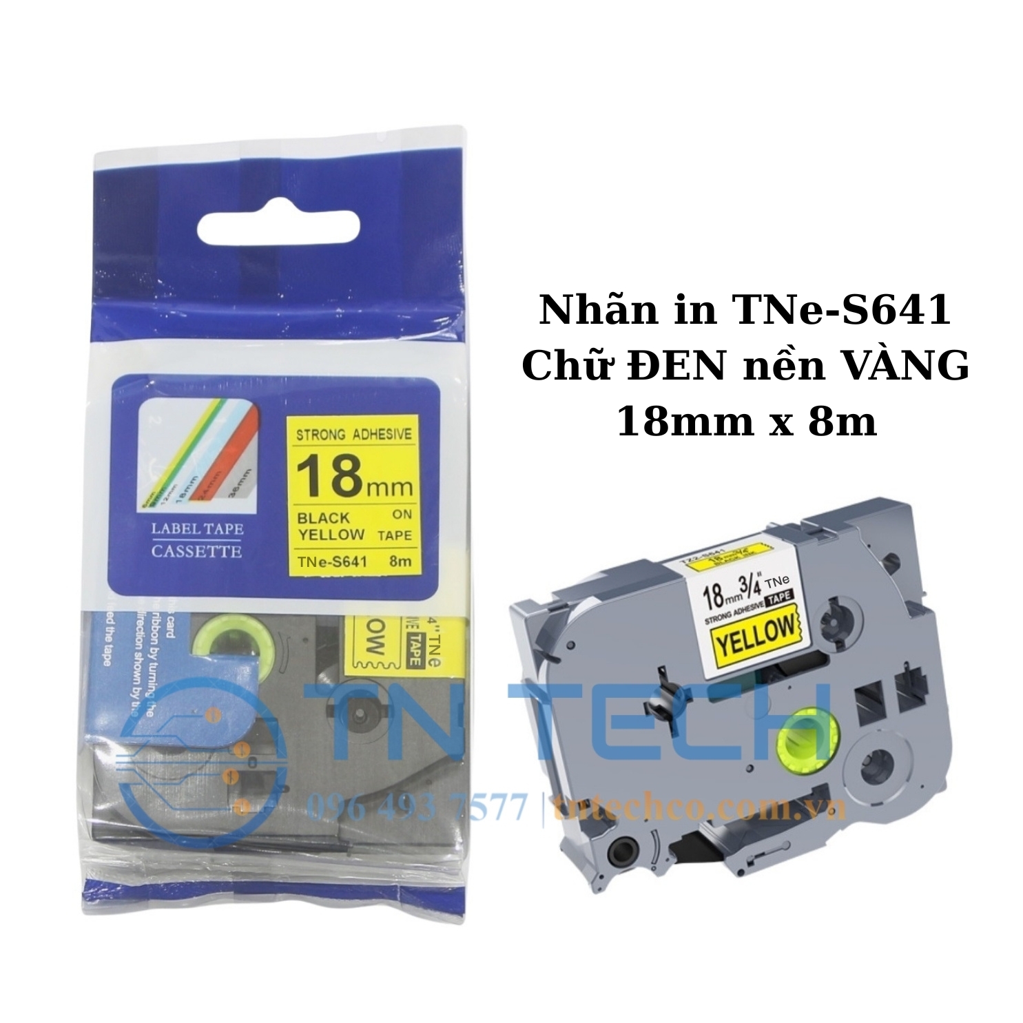 NHÃN IN TNE-S641 (TZE-S641) CHỮ ĐEN NỀN VÀNG 18MM X 8M 1 nhan-in-tne-s641-brother-tntechco