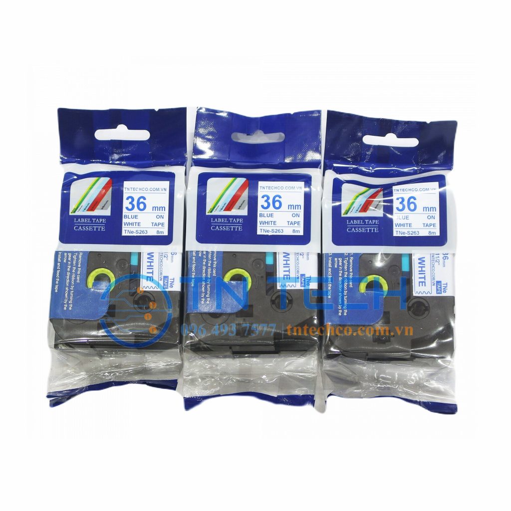 NHÃN IN TNE-S263 (TZE-S263) CHỮ DƯƠNG NỀN TRẮNG 36MM X 8M 4 nhan-in-tne-s263-brother