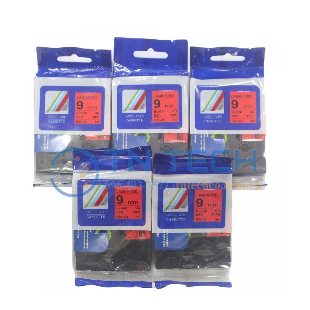 NHÃN IN HZE-421 CHỮ ĐEN NỀN ĐỎ 9MM X 8M 4 nhan-in-hze-421-brother-tntechco