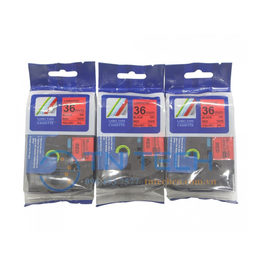 NHÃN IN HZE-461 CHỮ ĐEN NỀN ĐỎ 36MM X 8M 3 nhan-in-hze-461-brother-tntechco