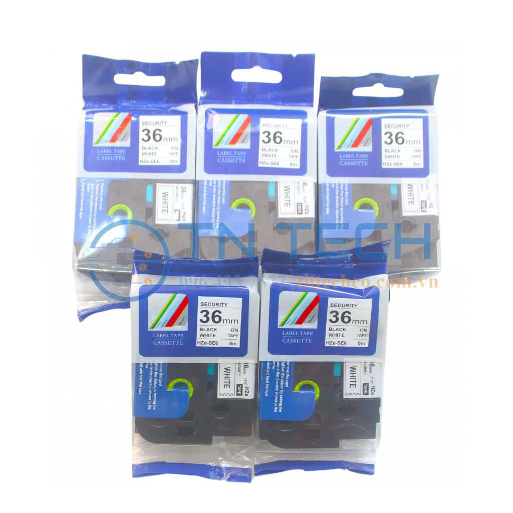 NHÃN AN NINH HZE-SE6 CHỮ ĐEN NỀN TRẮNG 36MM X 8M 4 nhan-an-ninh-hze-se6-36mm-brother-tntechco