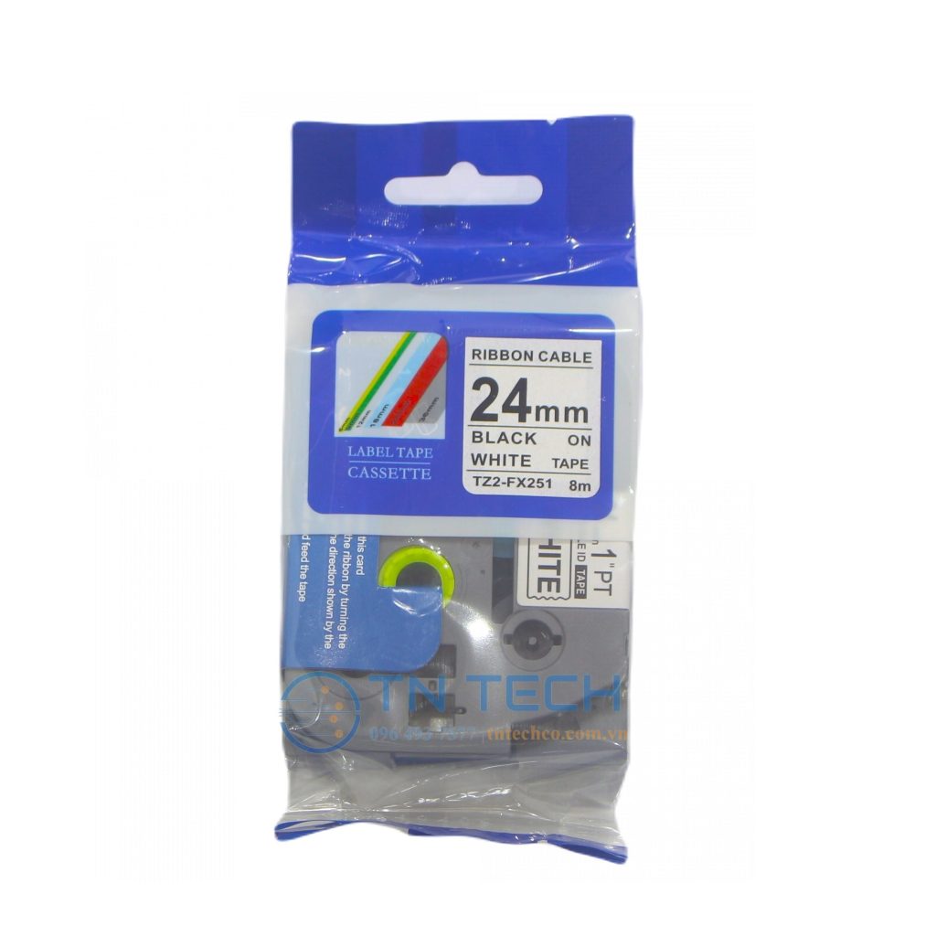 NHÃN IN TZ2-FX251 CHỮ ĐEN NỀN TRẮNG 24MM X 8M 2 nhan-in-tz2-fx251-24mm-brother-tntechco
