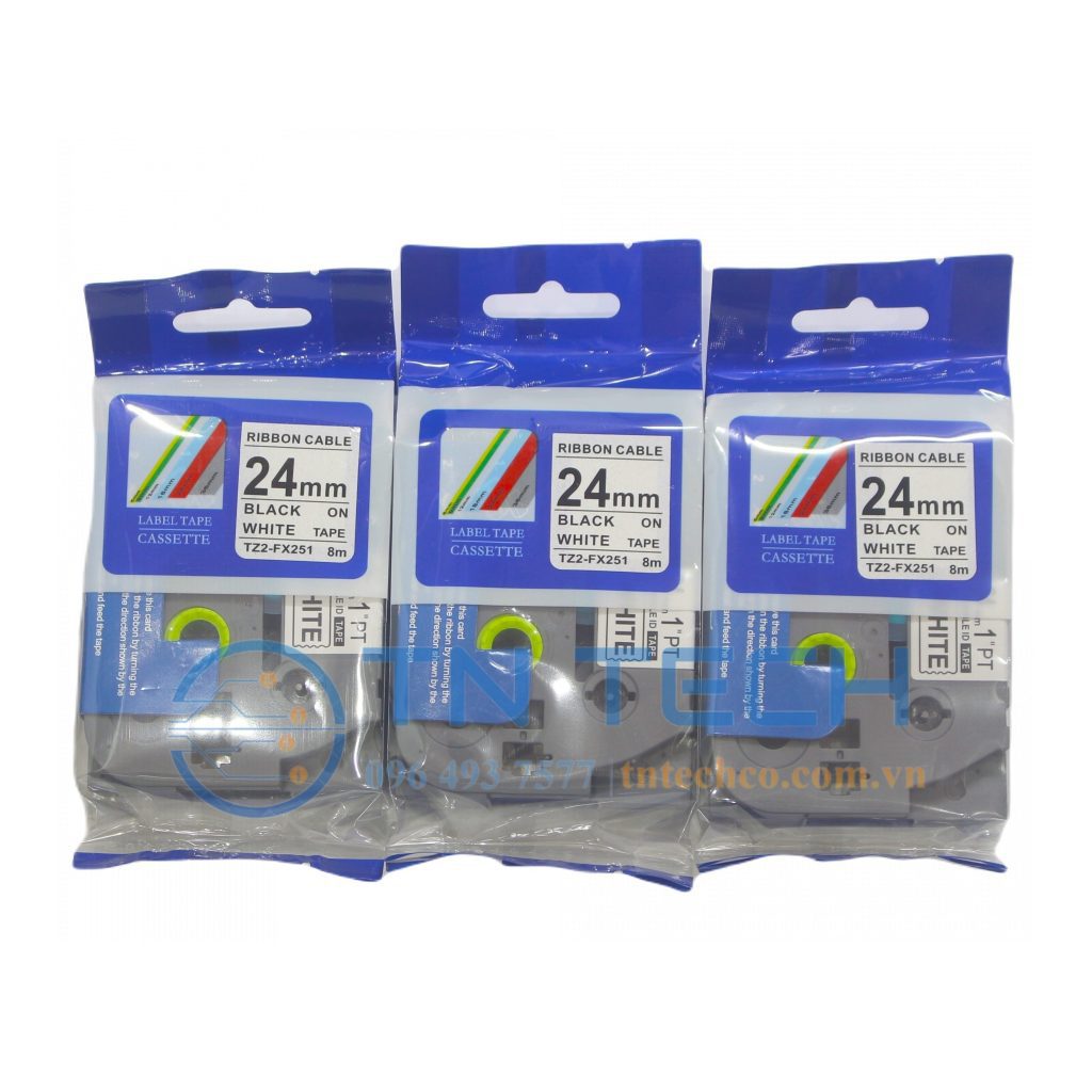 NHÃN IN TZ2-FX251 CHỮ ĐEN NỀN TRẮNG 24MM X 8M 3 nhan-in-tz2-fx251-24mm-brother-tntechco