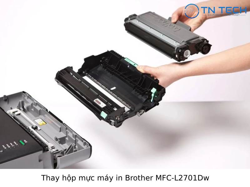 Thay hộp mực máy in Brother MFC-L2701Dw