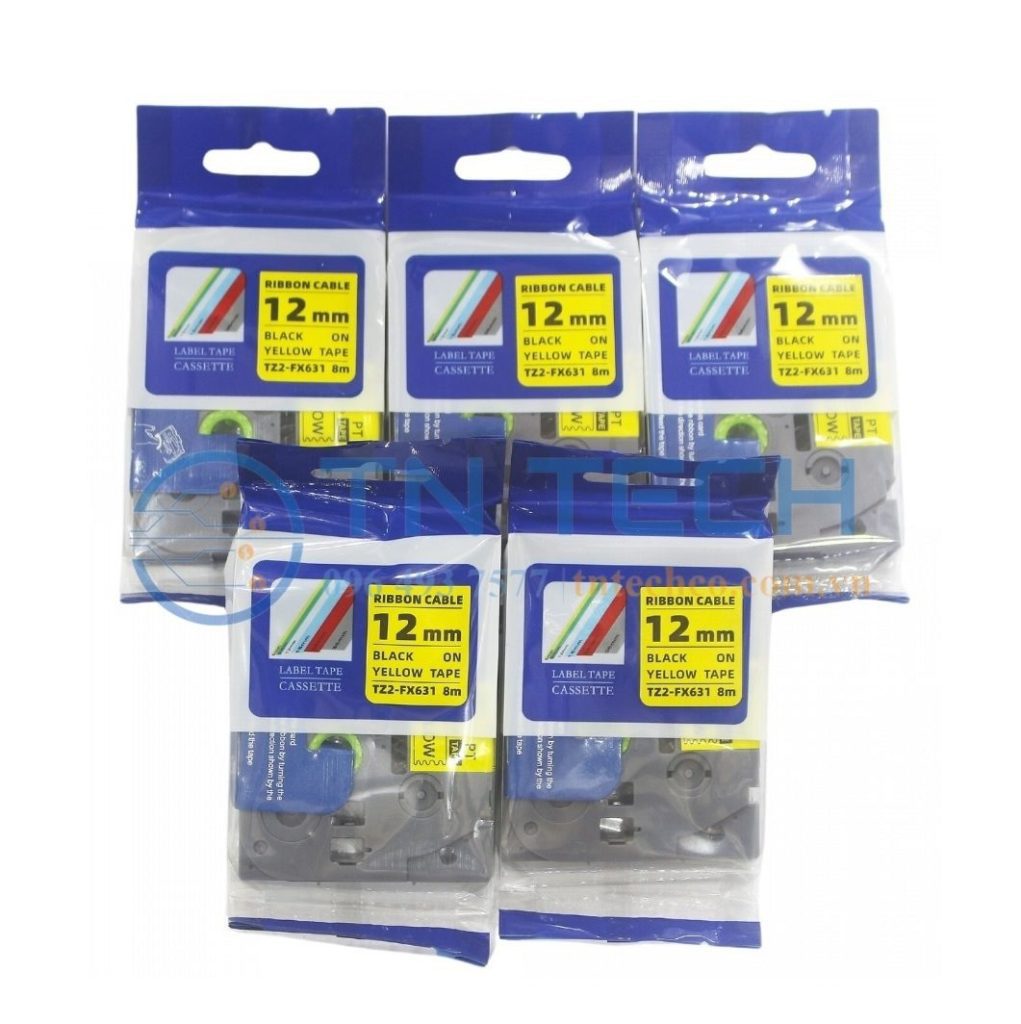 NHÃN IN TZ2-FX631 CHỮ ĐEN NỀN VÀNG 12MM X 8M 4 nhan-in-tz2-fx631-12mm-brother