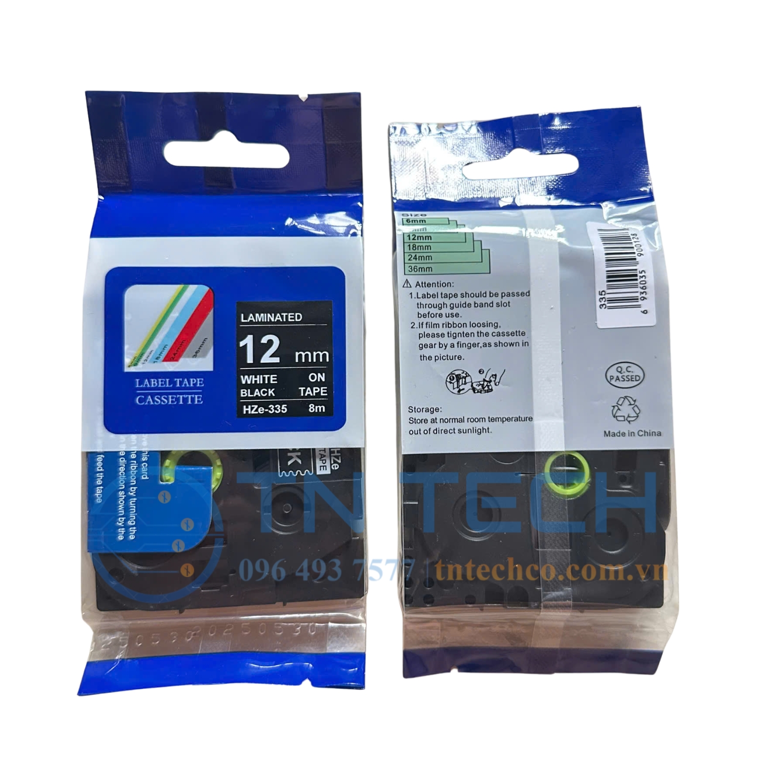 NHÃN IN HZE-335 - CHỮ TRẮNG NỀN ĐEN 12MM X 8M 1 nhan-in-hze-335-12mm-brother