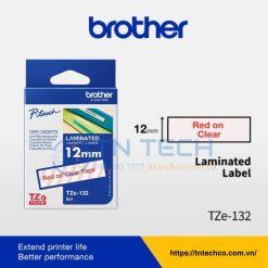 NHÃN IN BROTHER TZE-132 CHỮ ĐỎ NỀN TRONG 12MM X 8M 5 nhan-in-brother-tze-132-tntechco