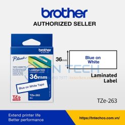NHÃN IN BROTHER TZE-263 CHỮ DƯƠNG NỀN TRẮNG 36MM X 8M 5 nhan-in-brother-tze-263-tntechco