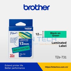 NHÃN IN BROTHER TZE-731 CHỮ ĐEN NỀN XANH LÁ 12MM X 8M 5 nhan-in-brother-tze-731-tntechco