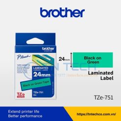 NHÃN IN BROTHER TZE-741 CHỮ ĐEN NỀN XANH LÁ 18MM X 8M 5 nhan-in-brother-tze-751-tntechco