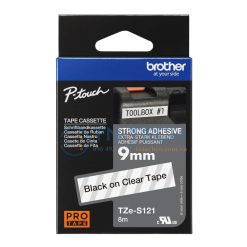 NHÃN IN BROTHER TZE-S121 CHỮ ĐEN NỀN TRONG 9MM X 8M 3 nhan-in-brother-tze-s121-tntechco