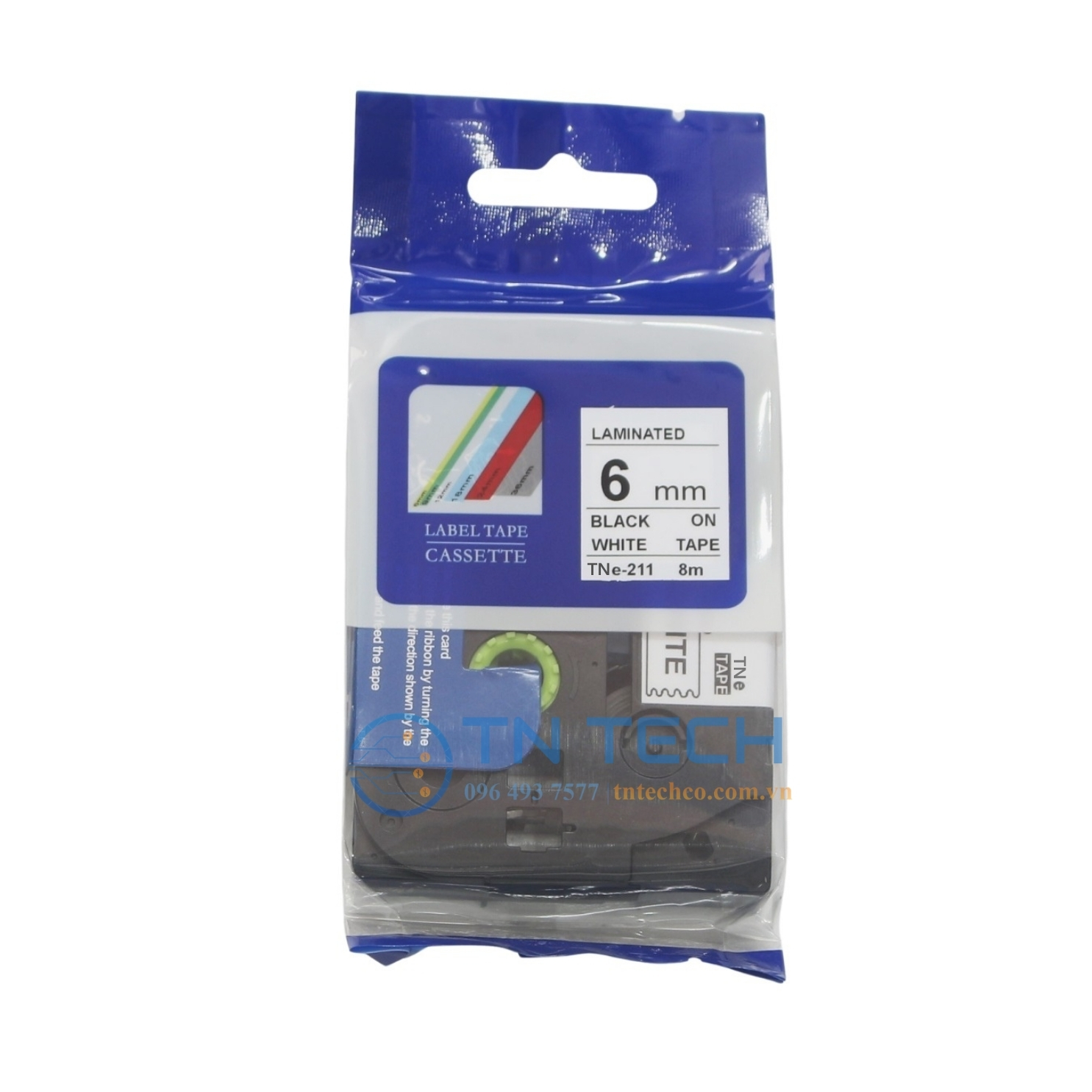 NHÃN IN TNE-211 (TZE-211) CHỮ ĐEN NỀN TRẮNG 6MM X 8M 2 nhan-in-tne-211-brother-tntechco