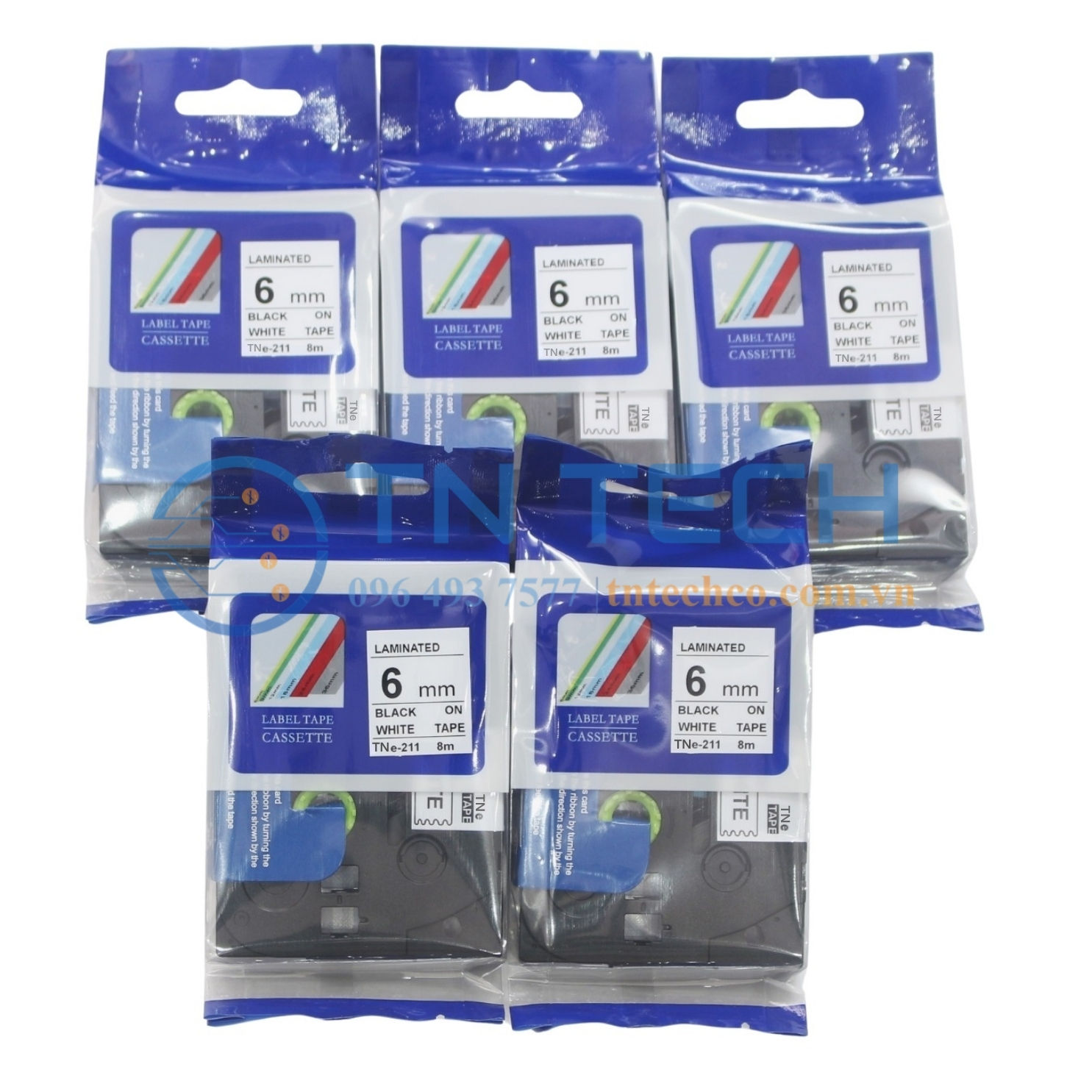 NHÃN IN TNE-211 (TZE-211) CHỮ ĐEN NỀN TRẮNG 6MM X 8M 5 nhan-in-tne-211-brother-tntechco