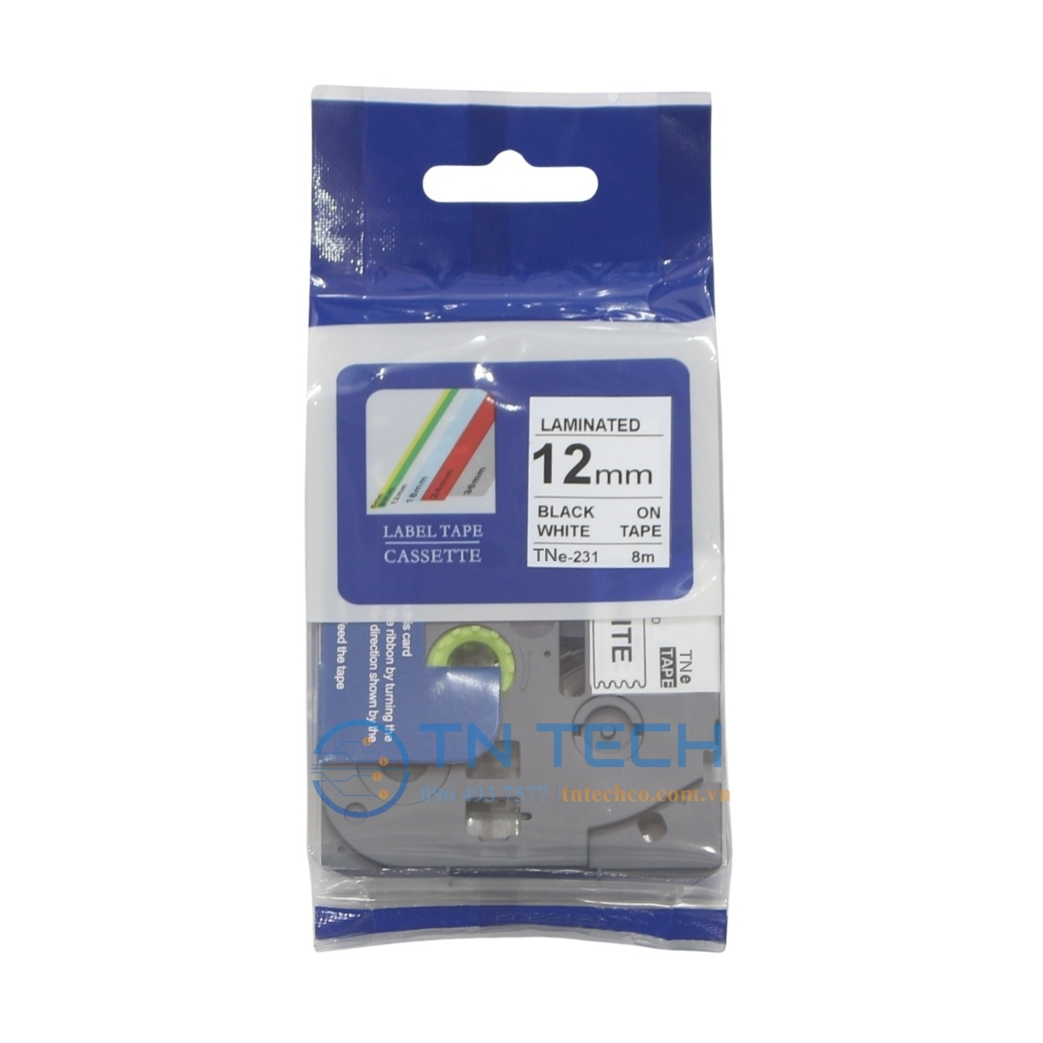NHÃN IN TNE-231 (TZE-231) CHỮ ĐEN NỀN TRẮNG 12MM X 8M 2 nhan-in-tne-231-brother-tntechco