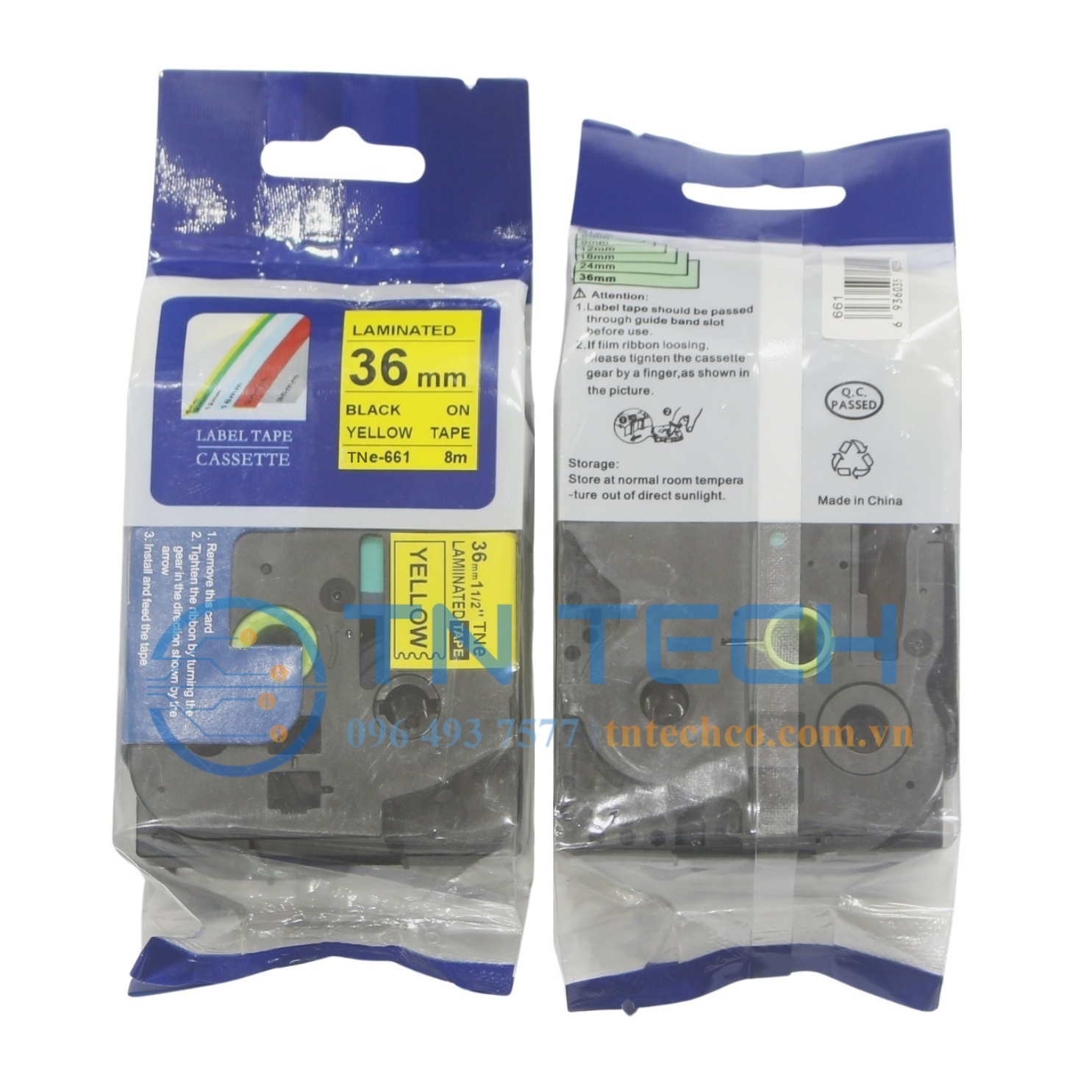 NHÃN IN TNE-661 (TZE-661) CHỮ ĐEN NỀN VÀNG 36MM X 8M 3 nhan-in-tne-661-brother-tntechco