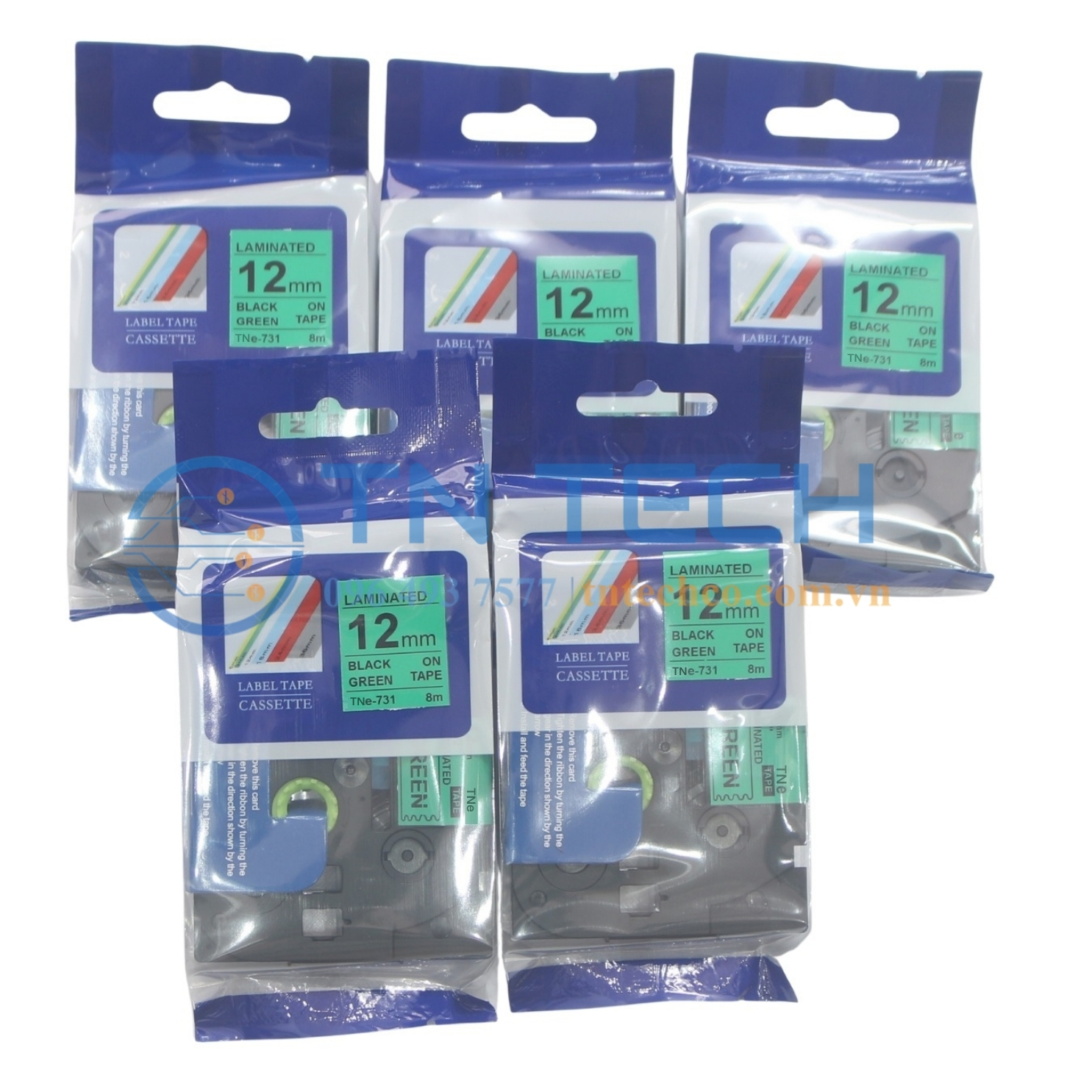 NHÃN IN TNE-731 (TZE-731) CHỮ ĐEN NỀN LÁ 12MM X 8M 5 nhan-in-tne-731-brother-tntechco