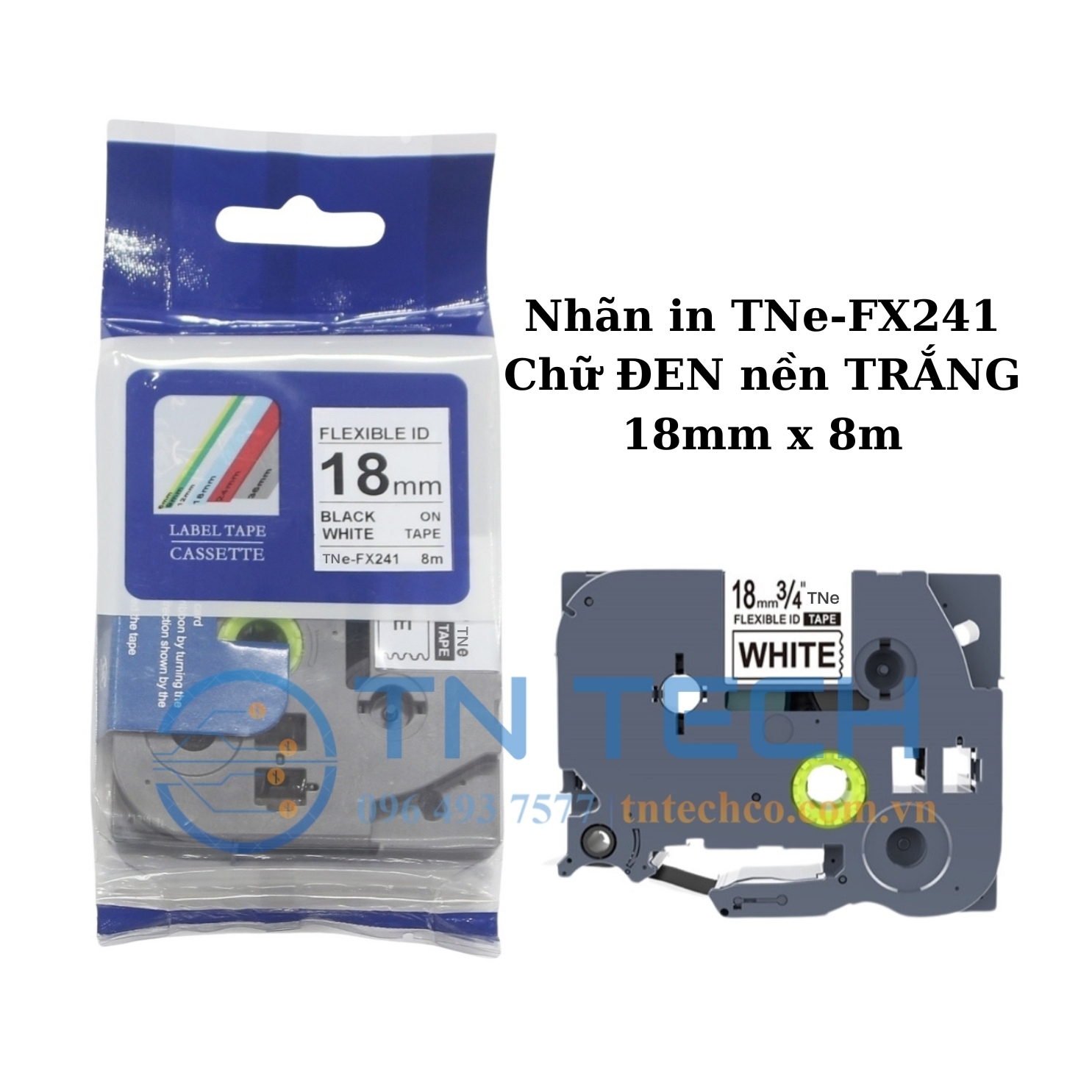 NHÃN IN TNE-FX241 (TZE-FX241) CHỮ ĐEN NỀN TRẮNG 18MM X 8M 1 nhan-in-tne-fx241-brother-tntechco